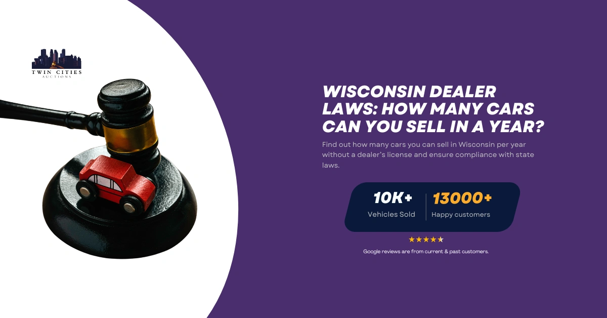 A judge's gavel with a small red toy car on it, symbolizing Wisconsin dealer laws and car sales regulations.