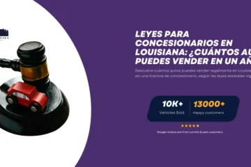 Imagen de un mazo judicial con un auto rojo de juguete, representando las leyes de venta de autos sin licencia en Louisiana.