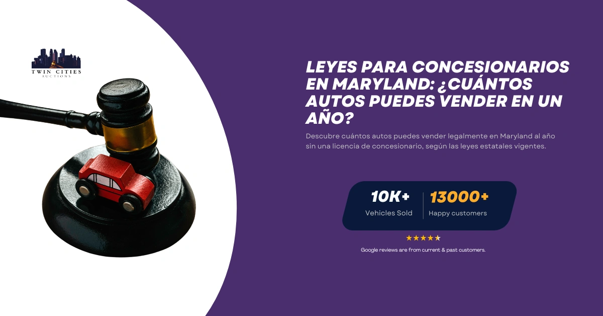 Imagen de un mazo judicial con un auto rojo de juguete, representando las leyes de venta de autos sin licencia en Maryland.