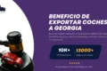 Mazo con auto de juguete junto a texto sobre beneficios de exportar autos a Georgia.