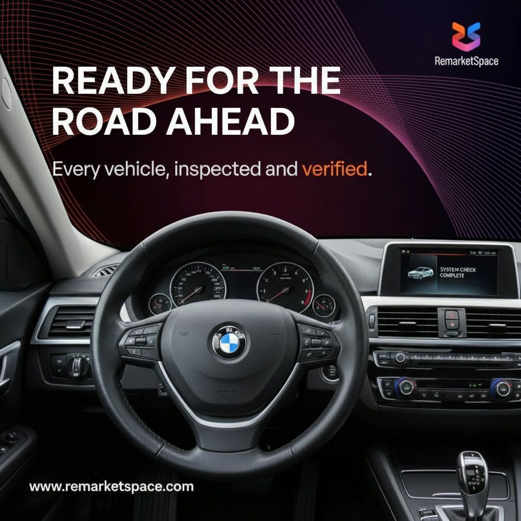 A car being presented for sale with a clearly visible, warning-free dashboard. The image should convey professionalism and readiness for sale.