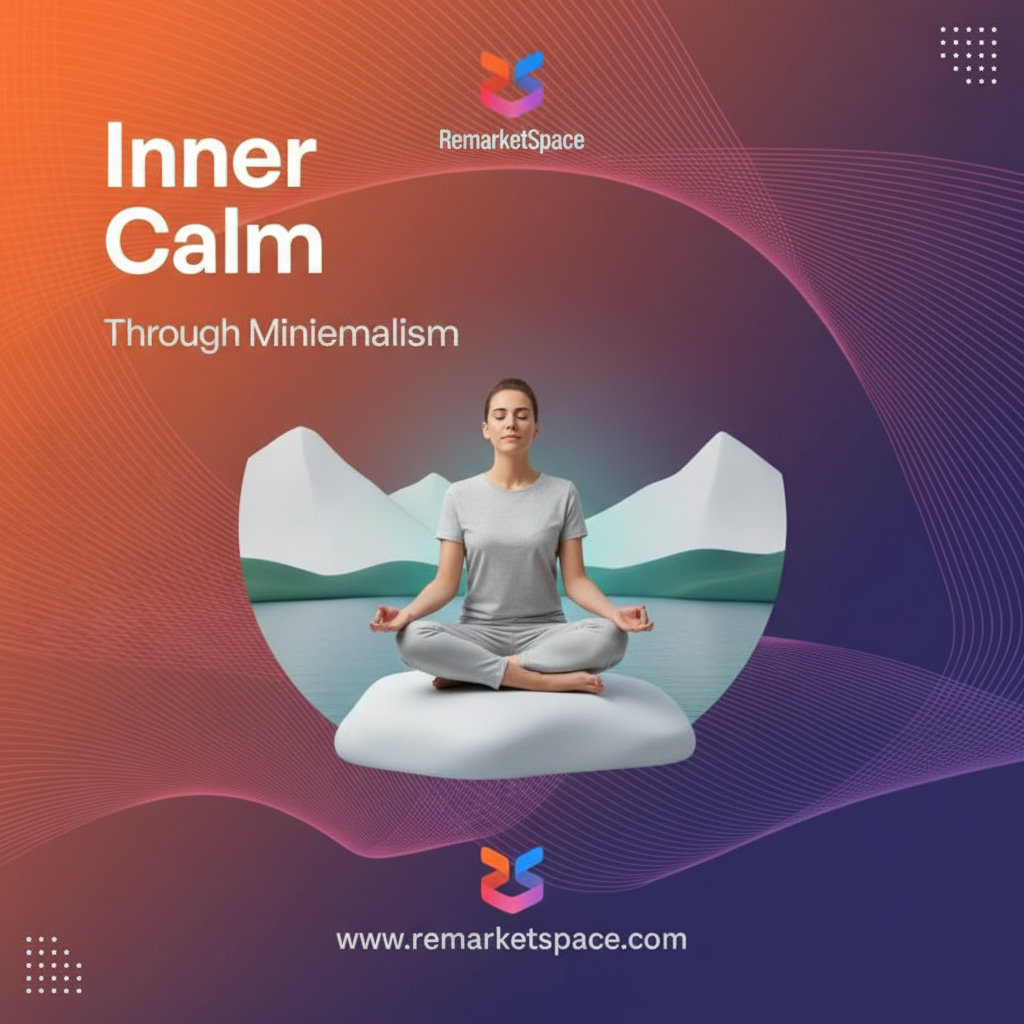 A person meditating in a serene, natural environment, symbolizing mental clarity and peace of mind achieved through minimalism.
