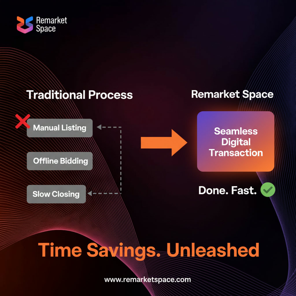A visual representing operational efficiency and time savings. This could be a simplified workflow showing fewer steps or a faster completion time for Remarket Space's process compared to CrankyApe's, or an image of someone easily navigating an intuitive platform.