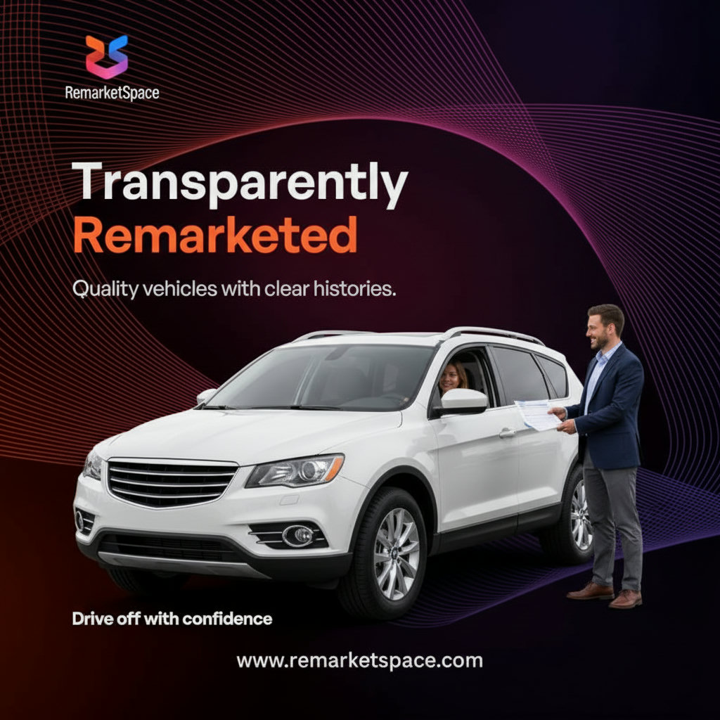 A visual representation of vehicles being repossessed or returned from leases, highlighting their often good condition and clear documentation. This could be a clean, modern SUV being driven off a lot with paperwork being exchanged, symbolizing transparent histories.