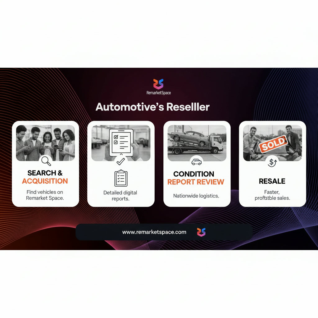 A visual representation of an efficient automotive reseller's workflow. This could include stages like 